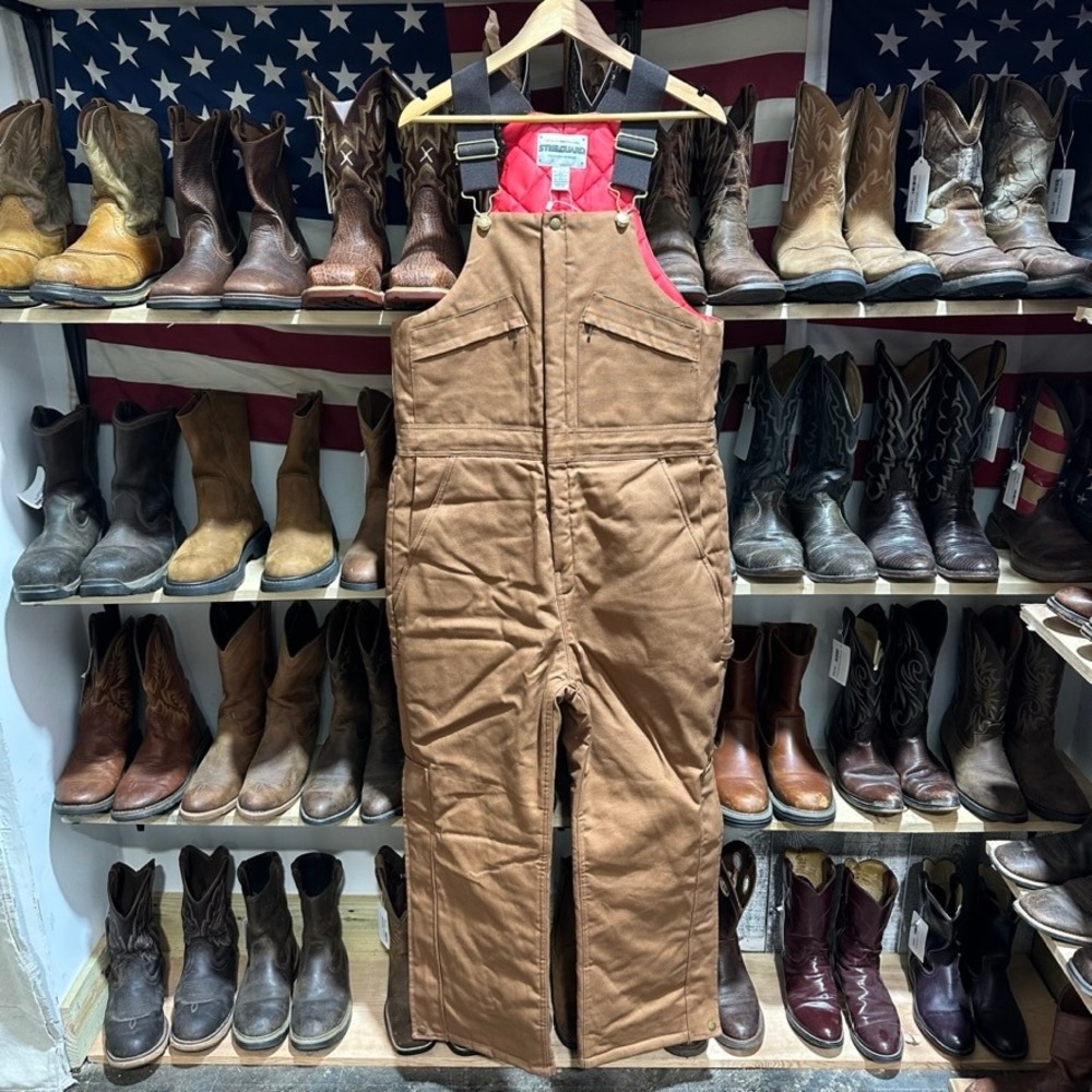 SteelGuard Insulated Bib Overalls Mens Medium Brown Lined Canvas